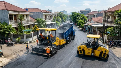 proses pemadatan aspal hotmix di jakarta timur